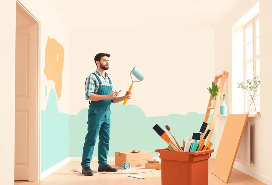 Intérieur rénové après travaux de peinture à Louvres